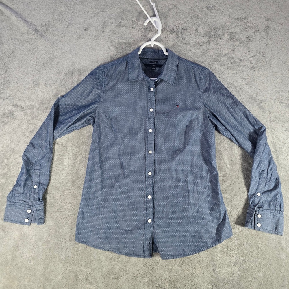 Tommy Hilfiger Button Down Shirt Dotted Pattern Long Sleeve Classic‎ Fit S
